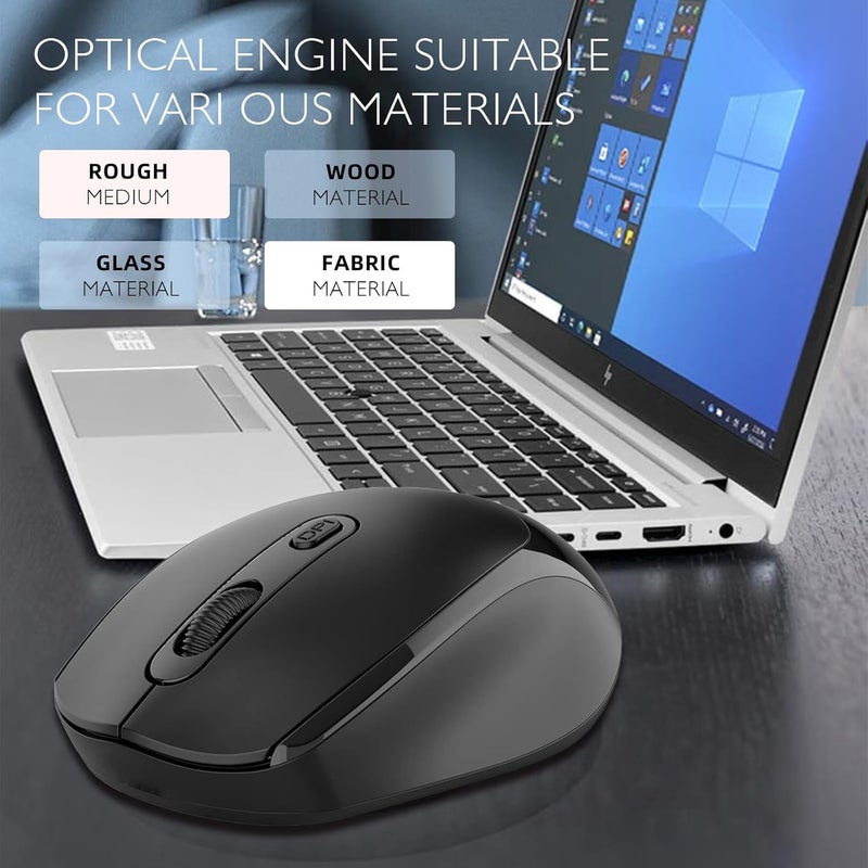 ONEUP Wireless Mouse, 2.4G, Silent, USB Nano Receiver, for Laptop, Chromebook, PC, Mac, Windows and School Work (Black) - Image 5